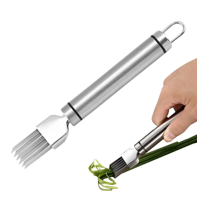 Scallion Cutter Shredder Slice Cutlery Vegetable Cutter Scallion Shredding Manual Onion Slicer Stainless Steel Practical Kitchen