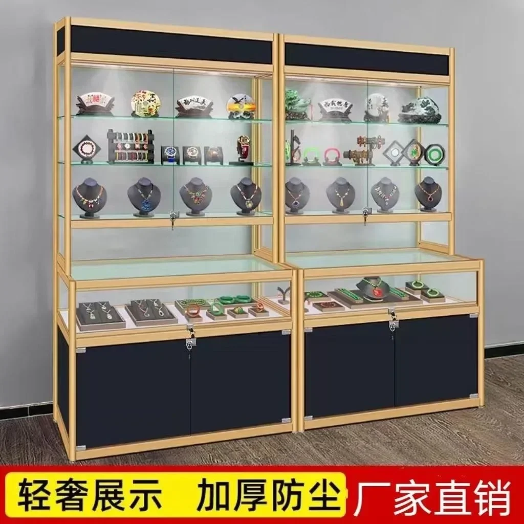 Product Jade Jewelry Display Porcelain Jade Crafts Honor Certificate Transparent Glass Cabinet Others