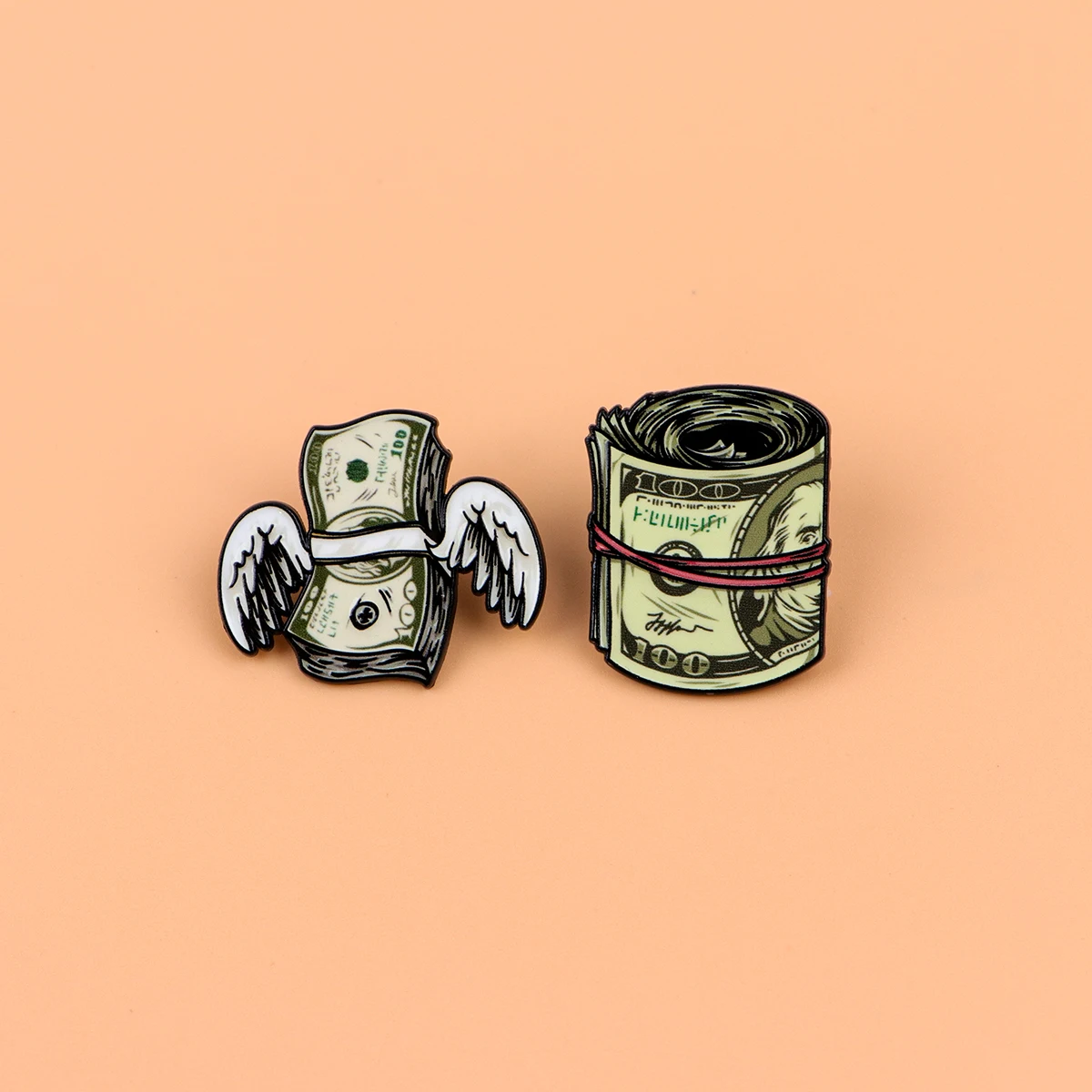 Funny Dollar Money Enamel Pins Creative Angel Wings Bow Brooches Badges for Backpacks Collection Gifts Cosplay Accessories view 4