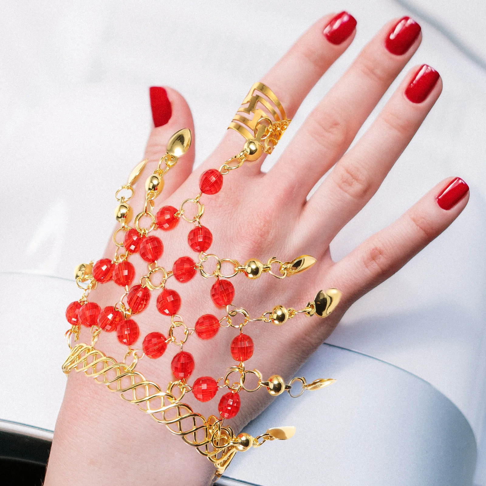 

1Pair Exquisite Belly Dance Bracelet Bead Tassels Crisp Sound Comfortable Lightweight Performance Practice Use