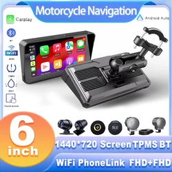 6-inch navigatie motorfiets draadloze Carplay-display motorfietsmonitor Android Auto GPS Motor DVR-monitor AMP TPMS optioneel