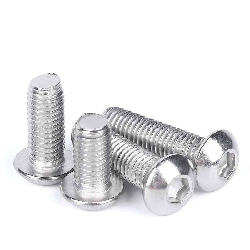 10pcs 1/4 3/8 5/16 2# 4# 6# 8# 10# 304 Stainless Steel Anglo American Round Pan Head Hexagon Socket Screw Button Head Allen Bolt