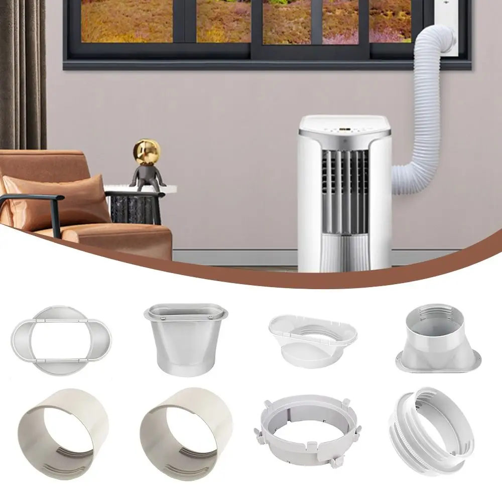 ABS Air Conditioner Exhaust Hose Connector Replacement Round/Square Shaped Exhaust Pipe Interface Durable Baffle Joint