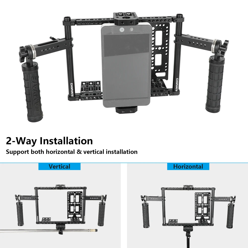 Kayulin 7" Camera Monitor Cage Kit with Dual Rosette Mount Rubber Handgrips & Cheese Battery Plate for Photography Studio