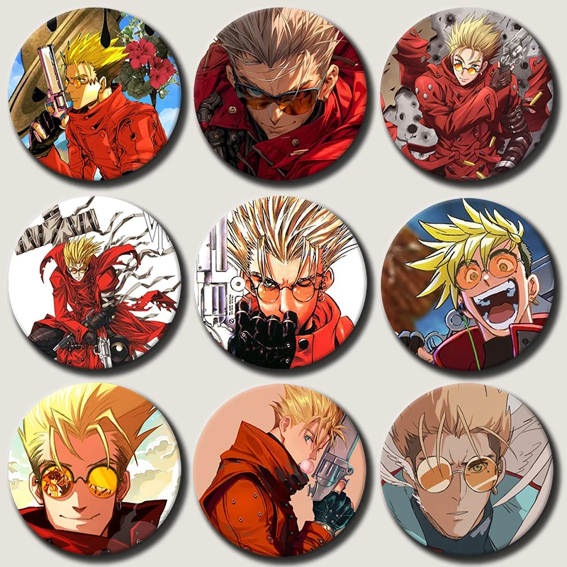 

58mm Anime Trigun Button Pins Vash The Stampede Cartoon Badge Round DIY Creative Brooches for Backpack Jewelry Accessories Gifts