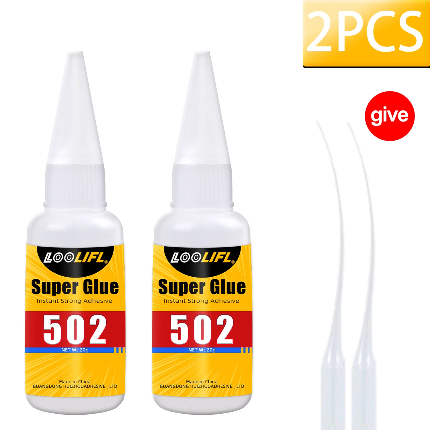 LOOIFL 502 Superlijm, sneldrogende sterke cyanoacrylaatlijm, wordt gebruikt voor doe-het-zelf-reparatie van metaal, hout, leer en keramiek