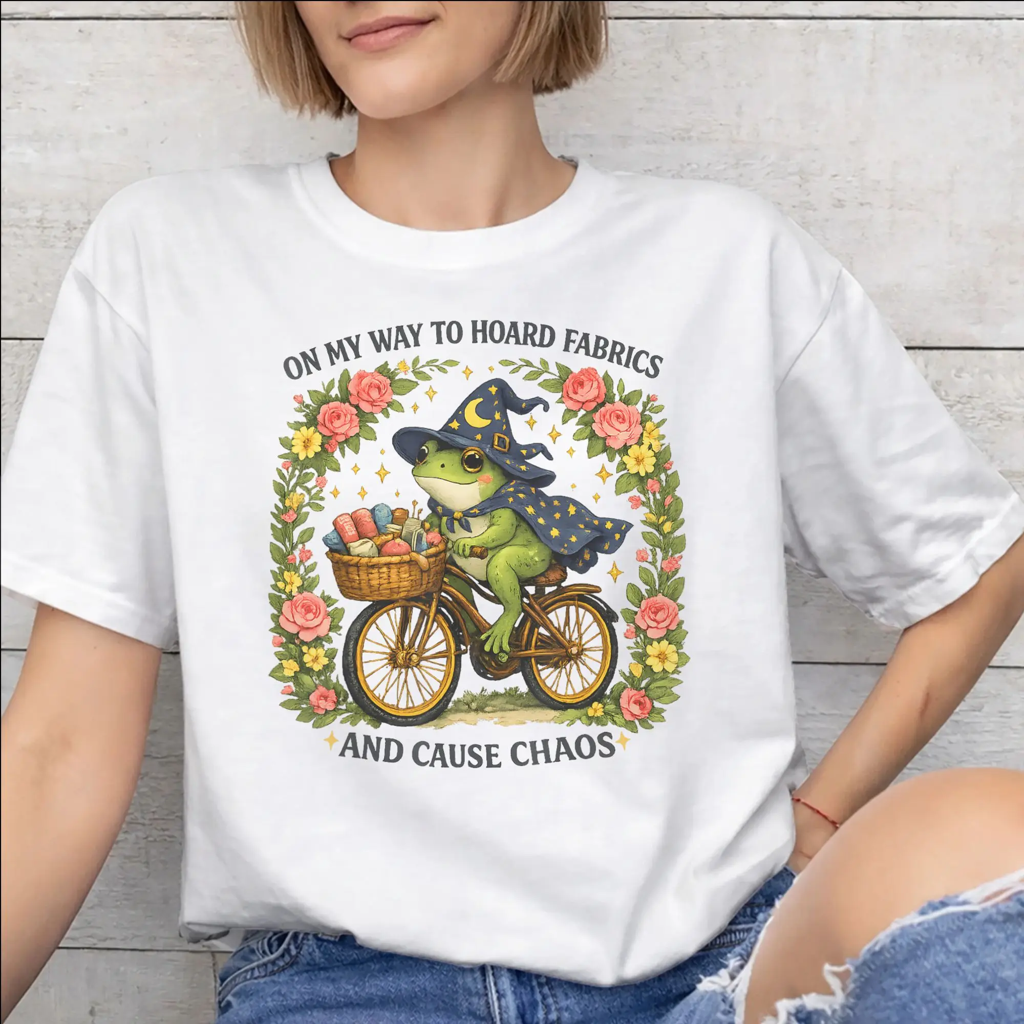 On My Way to Hoard Fabrics and Cause Chaos Tee Shirt for Men Women Graphic Printed T Shirts  100% Cotton Clothes
