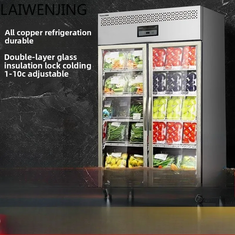 MJY fresh-keeping cabinet double door three door refrigerated display cabinet commercial vertical refrigerator