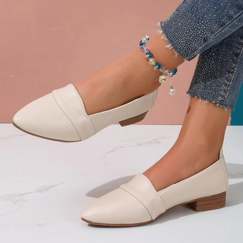 Slip on Shoes Womens Flat Women's Solid Color Shoes Slip On Pointed Toe Shallow Mouth Soft Sole Sandals for Women Flat