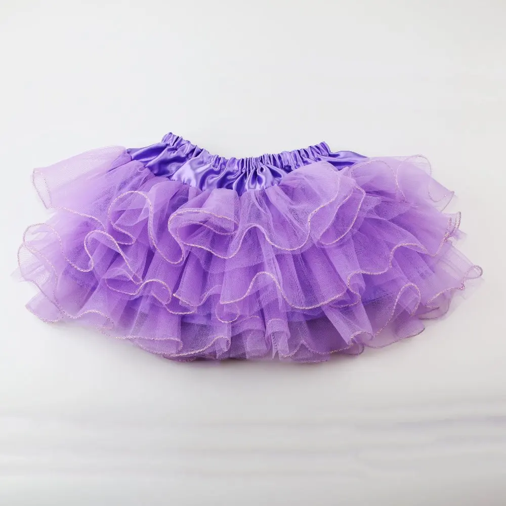 Girls Fluffy 2-8 Years Chiffon Pettiskirt Solid Colors 3 Lays tutu skirts girl Dance Skirt Christmas Tulle Petticoat