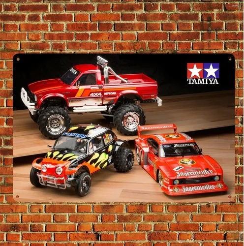 Metallposter Vintage RC-Auto Blechschild Plakette Tamiya Scorer Offroad-Truck