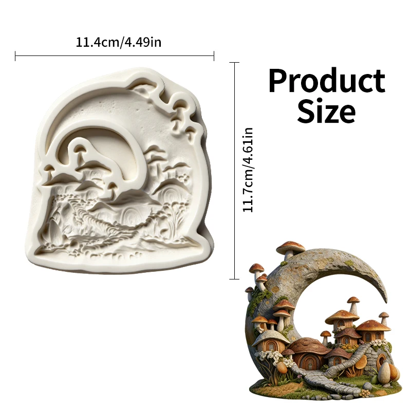 Moon Mushroom House silicone mold, glue application mold, for making resin and gypsum handicrafts, decorative pendants - view 2