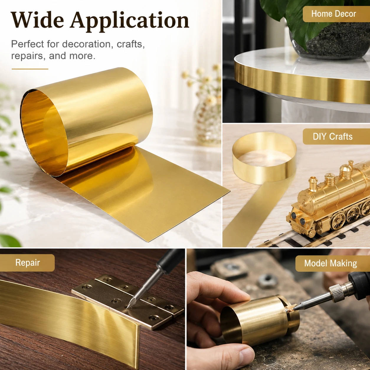 1-3Pcs Thin Brass Sheet 0.01-0.3mm, Brass Metal Foil Plate 10-200mm X 100-1000mm for Craft Jewelry Shim Gasket