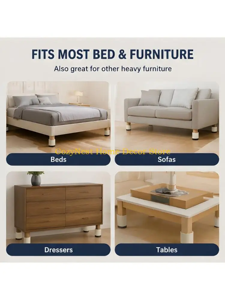 92MF Furniture Lifts 4 Pack 6 cm Sofa and Table Leg Lifts with Recessed Top for Sofas, Dressers, Cabinets and Tables