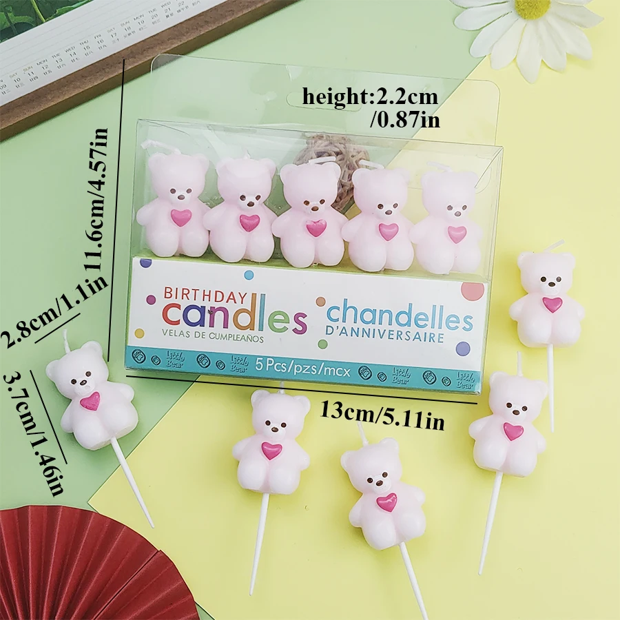 Heißer Verkauf 5PCS Liebe Kleine Bär Alles Gute Zum Geburtstag Kuchen Kerze kinder Krawatte Brief Bär Party Cartoon Kuchen Dekoration – Detail 11