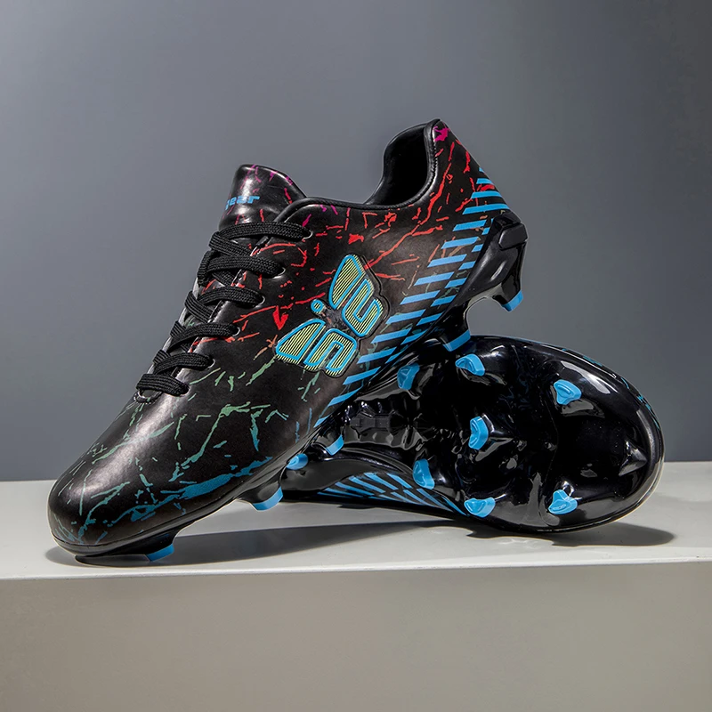 Fashion Youth Football Boots Breathable Wrap Fit, Wearproof Stud Base Suitable for Natural Grass Field Training Sessions