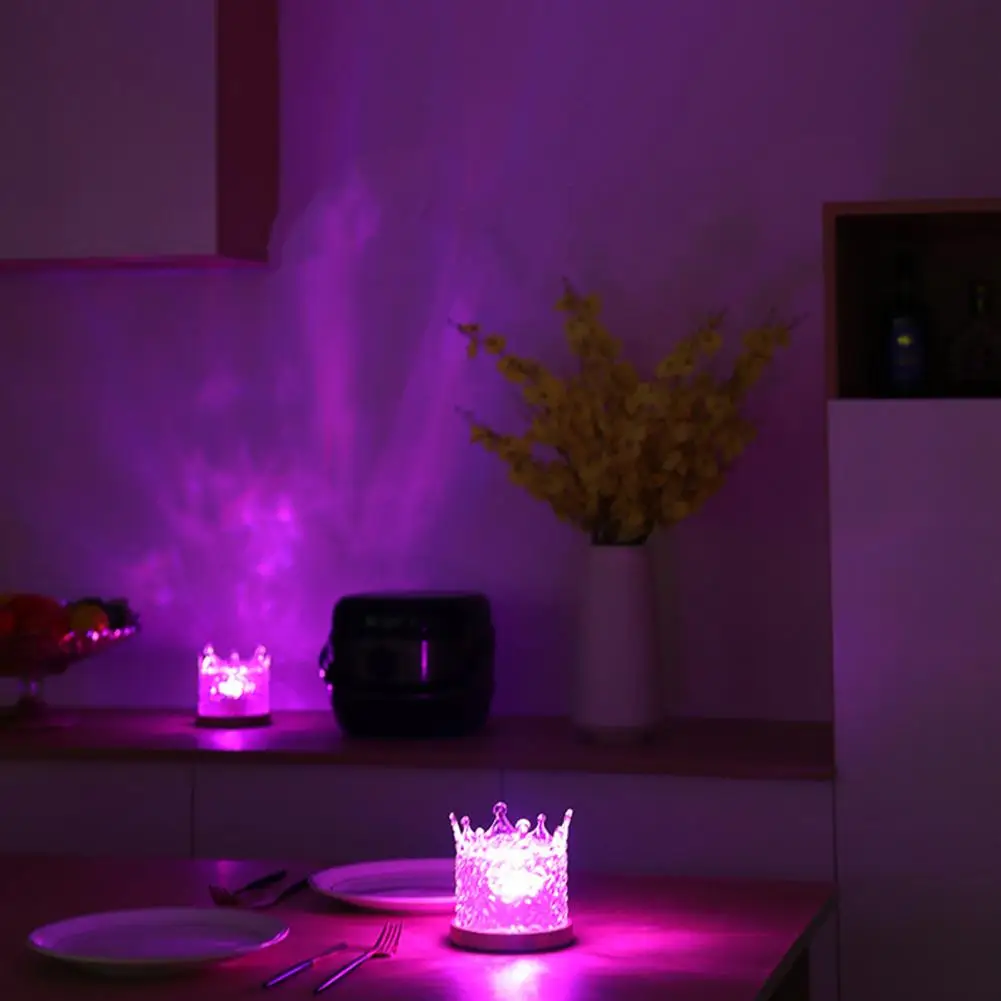 Rotating Flame Water Lamp Ocean Wave Projector Light Remote Control Dimmable Bedside Lamp for Color-changing Night Light Ambient