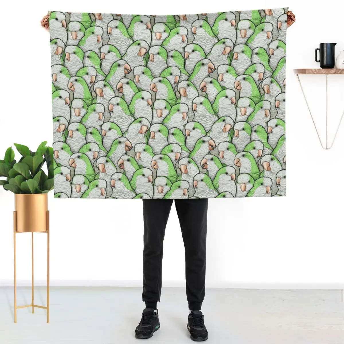 Green Quaker Monk Parakeets Throw Blanket Tourist for sofa funny gift heavy to sleep Fashion Sofas Cute Plaid Blankets