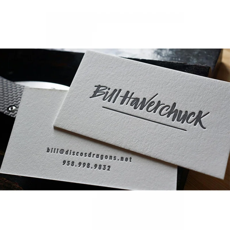 Customized productSnow abrazine pattern debossed embossed letterpress hang business name card