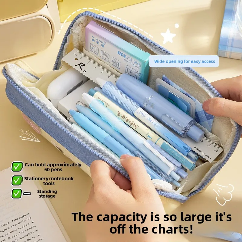 Lightweight Large Capacity House Pencil Pouch Simple Stationery Organizer Bag for School Students New Essential Gift