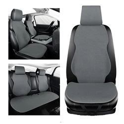 Universal Flax Car Seat Cover Protector Set Breathable Linen Auto Chair Cushion Front Rear Backrest Pad Mat Interior Accessories