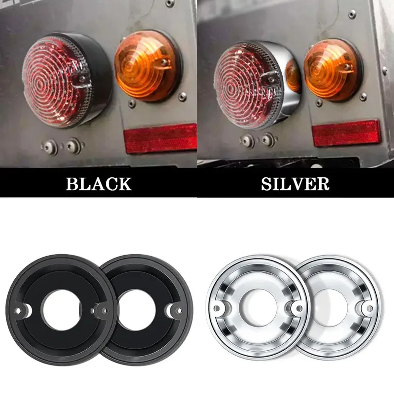 black silver 2Pcs 95mm Light Plinth Black Front Rear Light Base For Land Rover Defender 90 110