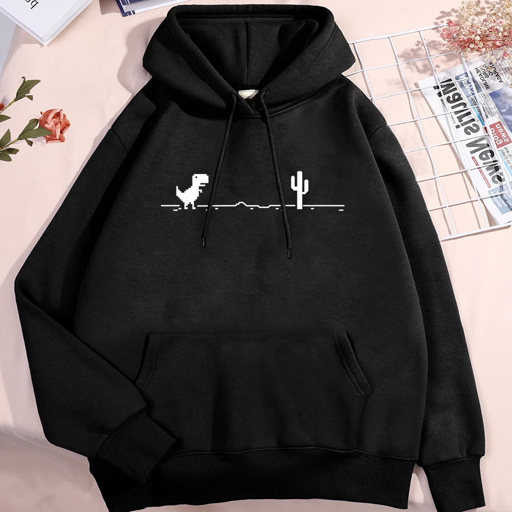 2026 Autumn/Winter Men's Mini-Dinosaur Progress Bar Printed Long-Sleeved Hooded Shirt Loose Casual Clothing