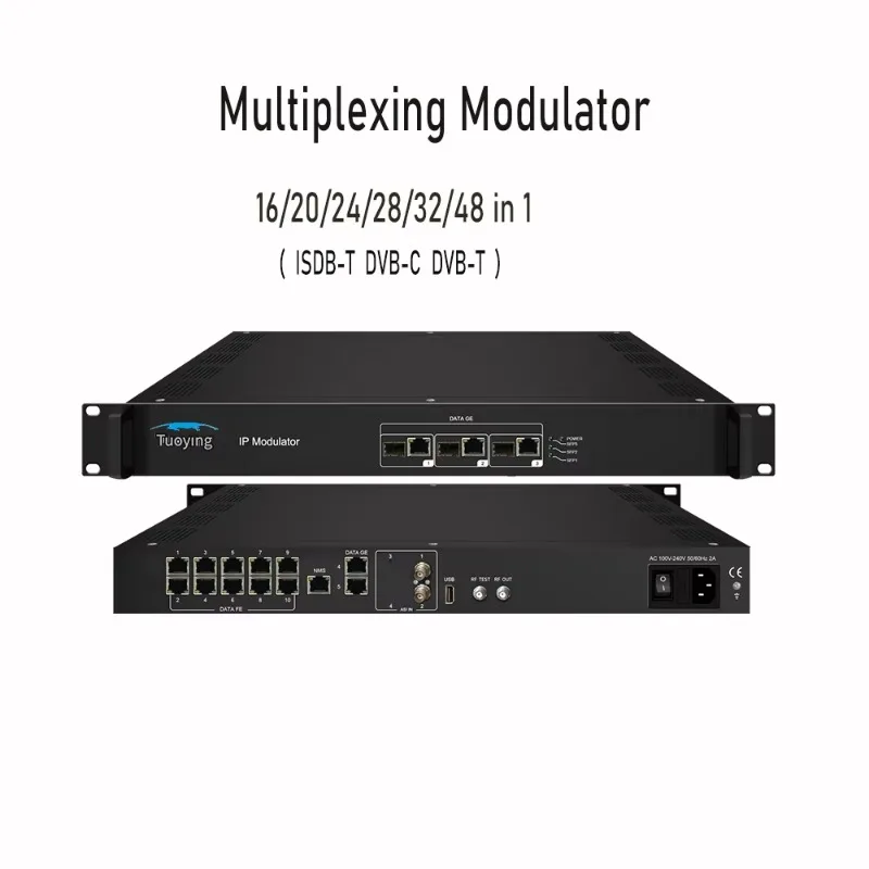 Professional Digital Modulator 16-48 Channel IP/ASI Input DVB-C/DVB-T/ISDB-T Output TS Re-multiplexing Cable TV Headend System