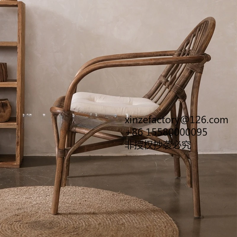 Factory Direct 2026 Top Ratedins real rattan solid wood rattan chair adult balcony living room simple household single