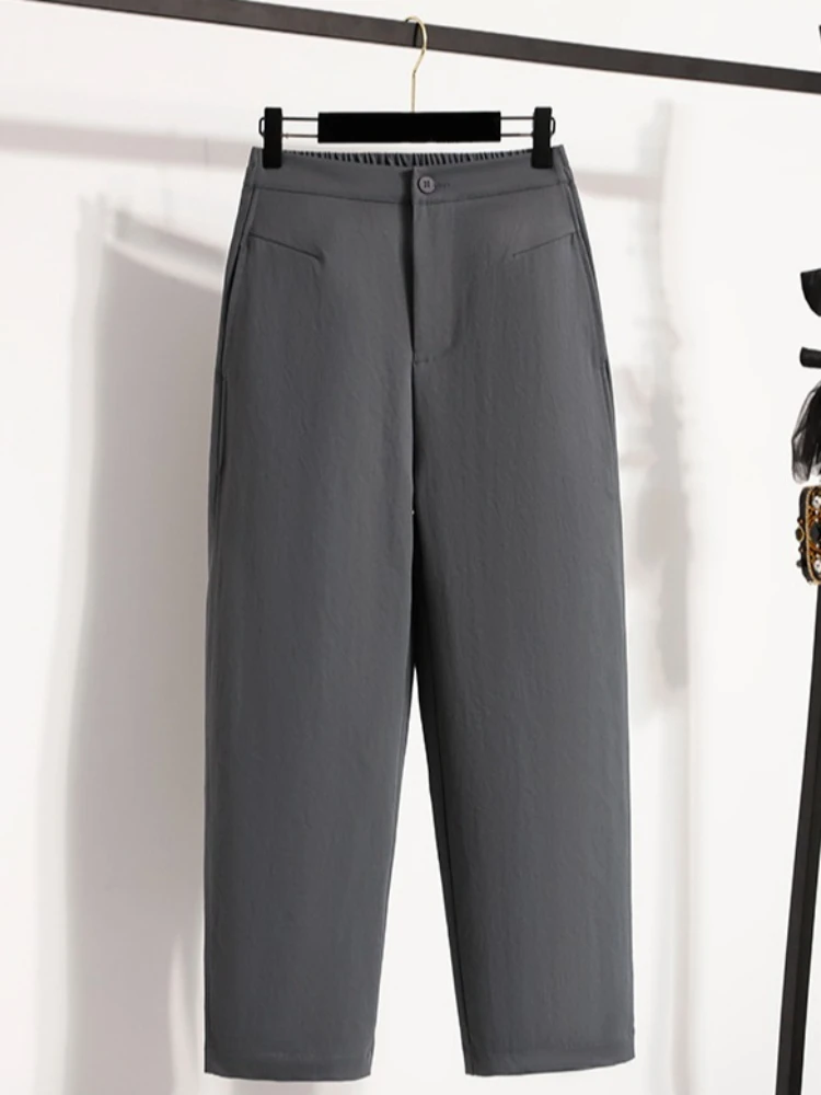 2026 Spring Autumn New Casual High Waist Sickle Women Pants Daily Wear Korean Petite Figure Flattering Cropped Trousers