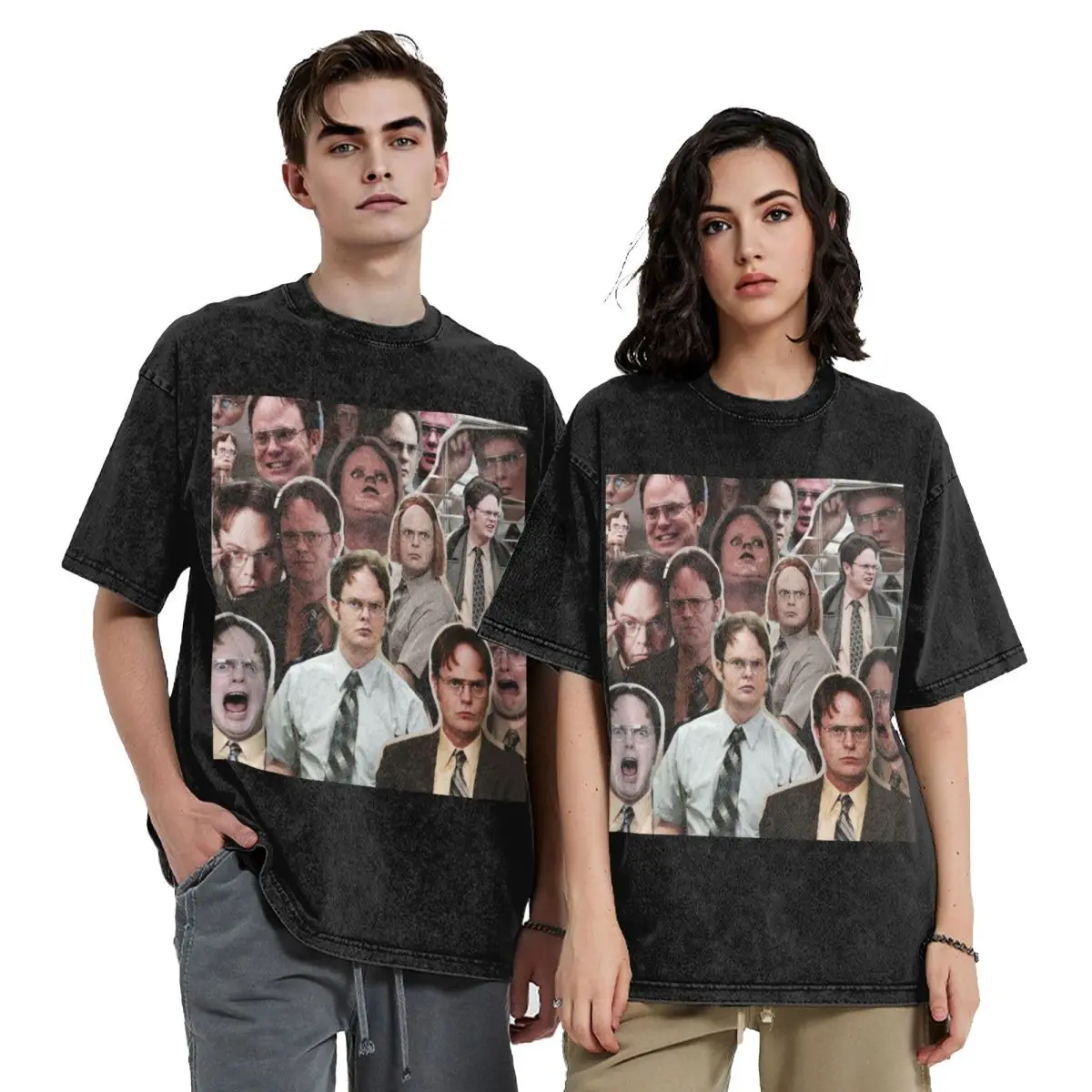 

Dwight Schrute - The Office Hip Hop Short Sleeve T-Shirts Washed Tops Tees Streetwear T Shirt Printed for Men Women