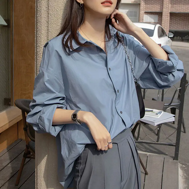 Shirts Women 5 Colors Autumn Design Pure Casual All-match Fashion Office Lady Korean Style Baggy Vintage Aesthetic Temperament