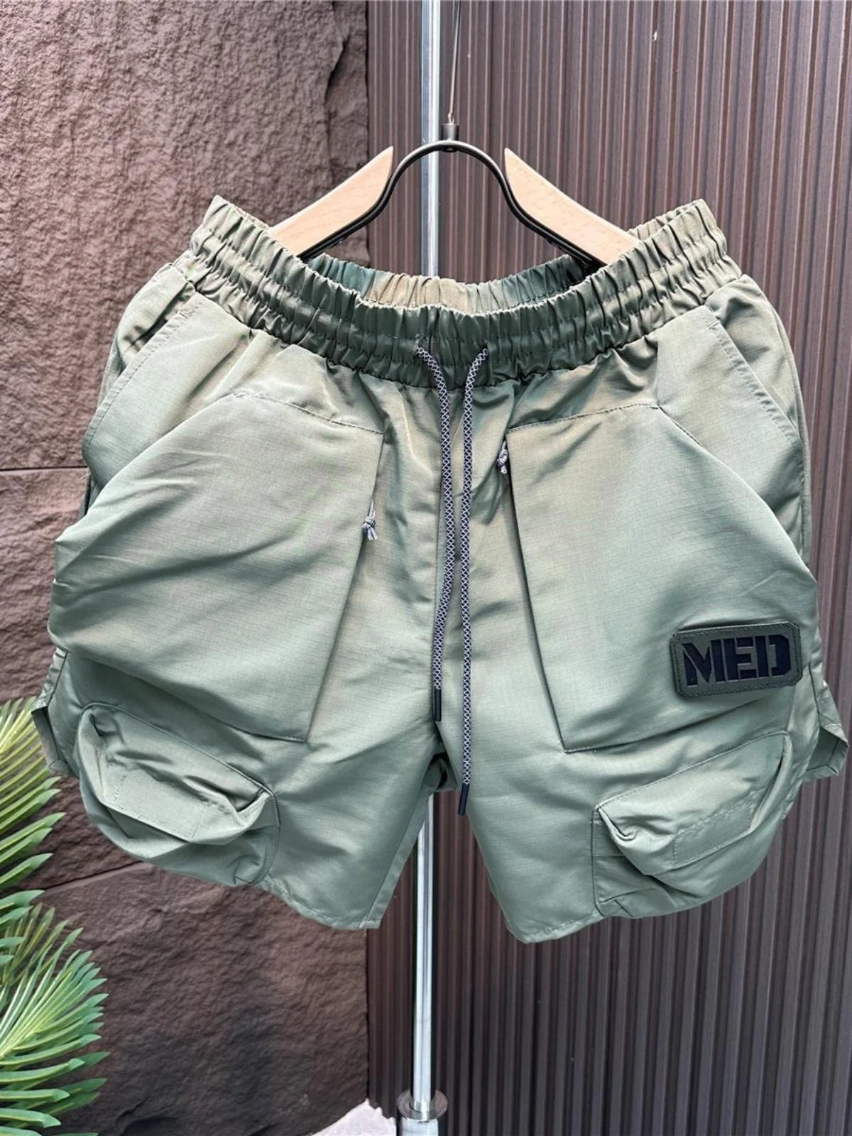 Quick Dry Straight Leg Casual Outdoor Men's Shorts Multi Pockets Summer Leisure Fashion Pure Color Youth Trendy Five-Quarter ...