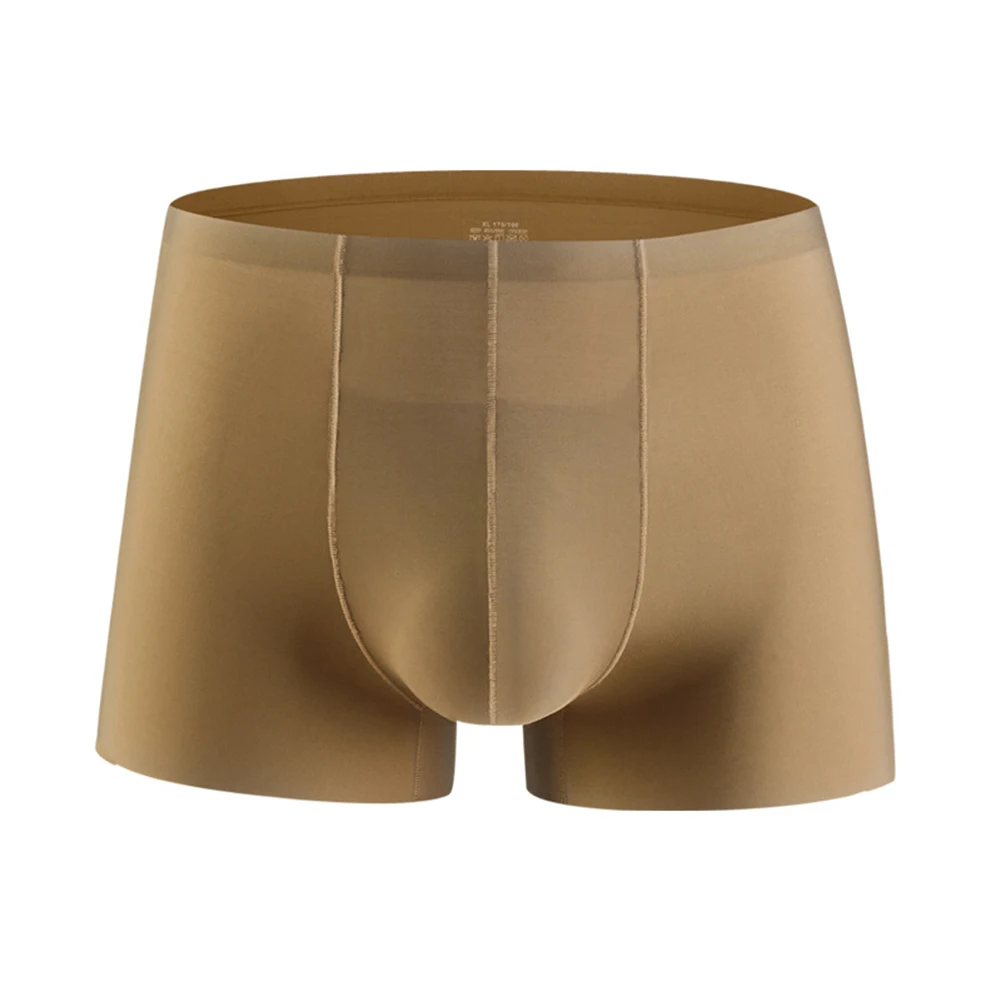 

Мужские бесшовные трусы-боксеры из ледяного шелка, быстросохнущие, с анатомическим мешочком, спортивные, для взрослых, сексуальное нижнее белье