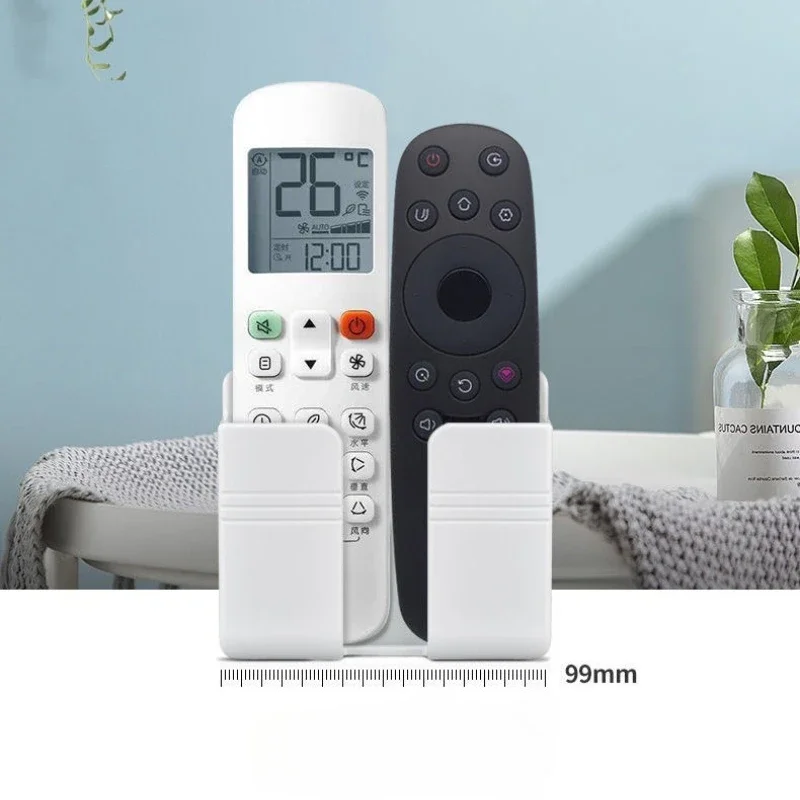 Wall Mount Phone Holder Polychromatic Punch Free Wall Mobile Phones Charging Stand Lazy Sticky Remote Control Storage Box view 2