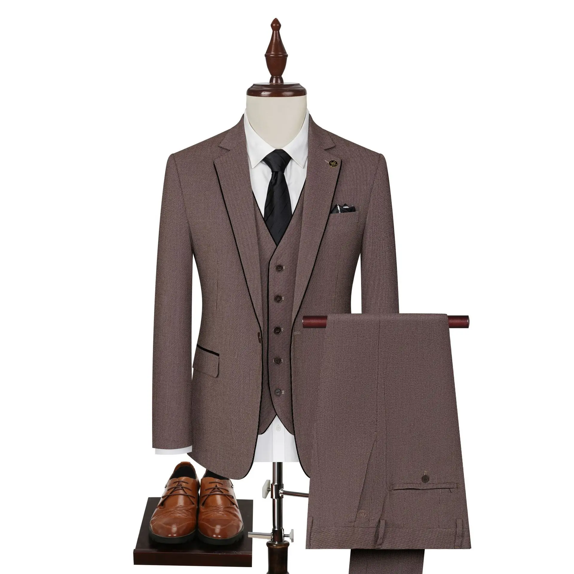 

Мужские костюмы из трех предметов, черные смокинги для жениха с шалью и лацканами для свадьбы, костюмы для жениха, мужские костюмы (пиджак + жилет + брюки), костюмы для мужчин