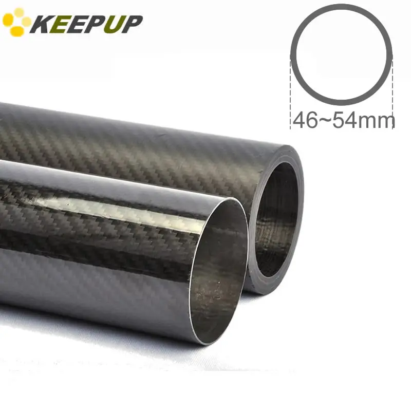 

3K саржевая трубка из углеродного волокна, 100% чистая карбоновая труба, яркая, матовая, устойчивая к усталости, используемая для лопастей вентилятора генератора, диаметр от 46 до 54 мм