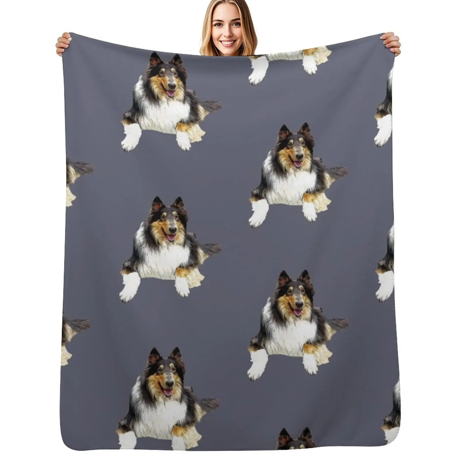 

Rough Collie Tri Throw Blanket Portable Lightweight Blanket for Travel Camping
