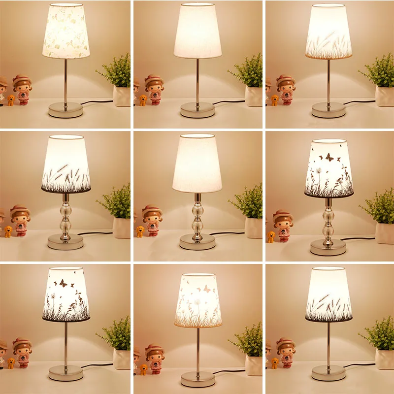 Table Lamp Crystal Bedside Lamp Nordic Mini LED Desk Lamp For Bedroom Living Room Baby Room Bookcase Flaxen Fabric E27 EU Plug