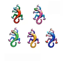 Iron Art Gecko Ornaments Wall Art Decoration Simulation Small Metal Gecko Lizard Sculptures Outdoor Home Garden Frnaments