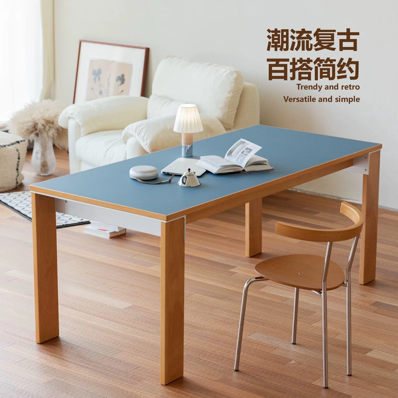 Sunshine solid wood long table, modern family dining table, simple used home office desk, study desk for small apartments