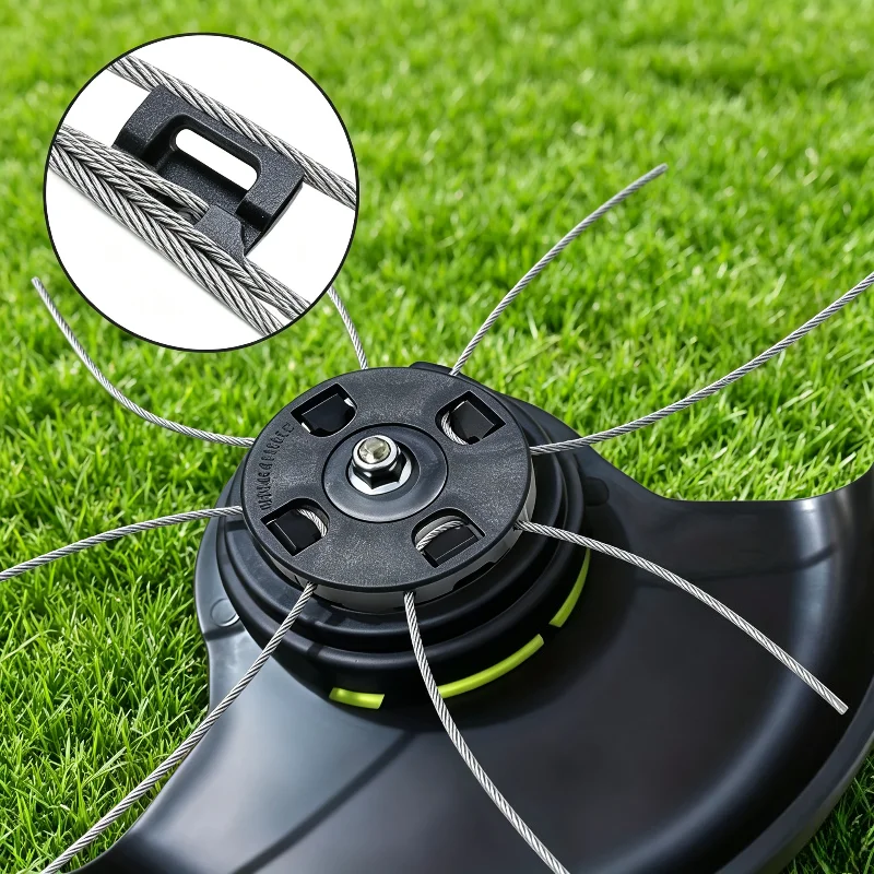 Grass Trimmer Head with Steel Wire Rope Universal Weed Eater Replacement Head Lawn Mower Cutting Head Garden Weeding Tool