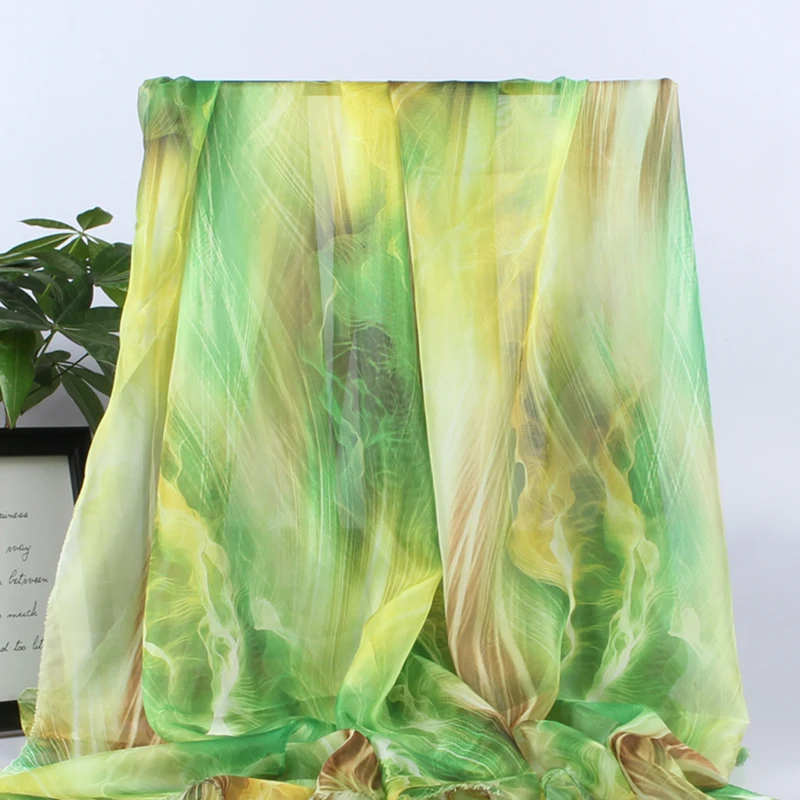 2/4/6M Elegant Chiffon Fabric 30D Semi Transparent Gradient Color Fabric For Diy Sewing Hanfu Summer  Dress Skirt  Shirt Veil