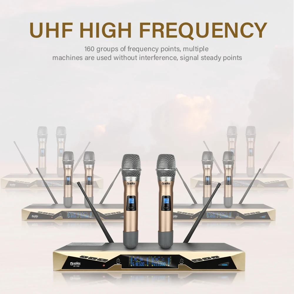Dgnog-プロフェッショナルワイヤレスマイクシステム、ステージパフォーマンス用のデュアルダイナミックハンドヘルドマイク、2チャンネルストリーミング、DG-268