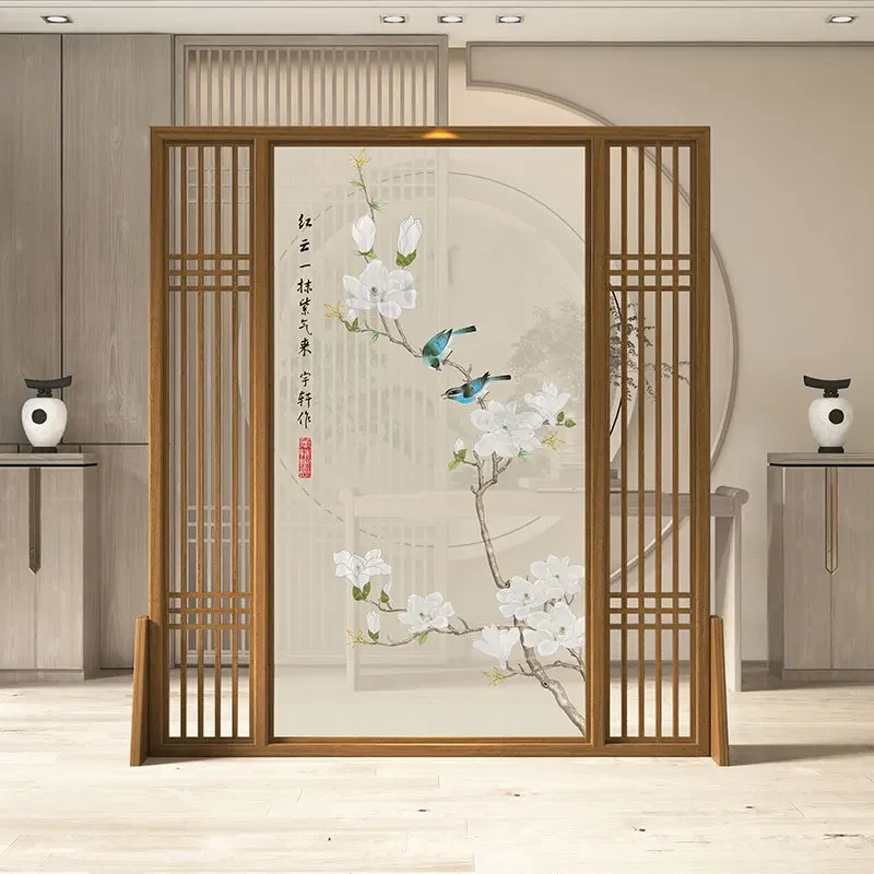 Partición de pantalla, sala de estar, nuevo porche de madera maciza de estilo chino, bloqueo de puerta de entrada, rejilla de oficina en casa, pantalla de asiento hueco