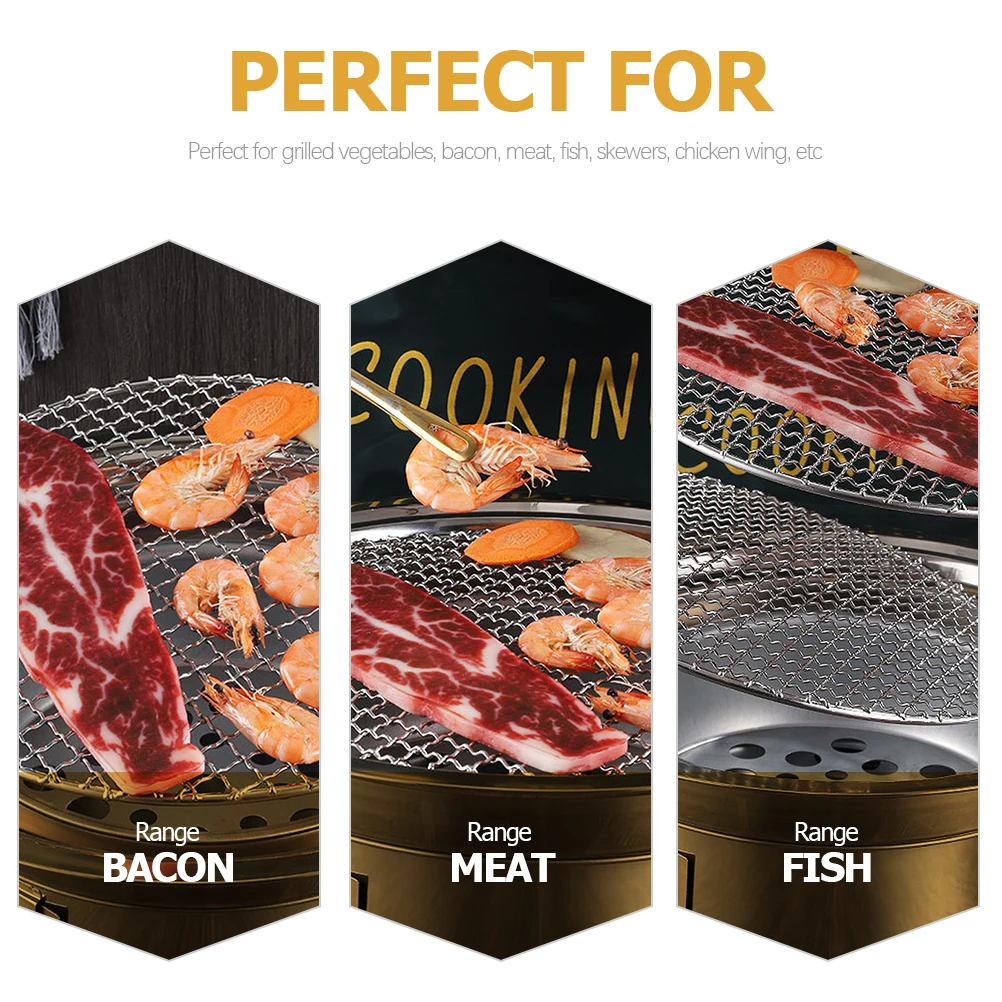 

Grill Net Baking with Handle Bbq Tools Korean Mesh Accessories Shape Silver Stainless Steel