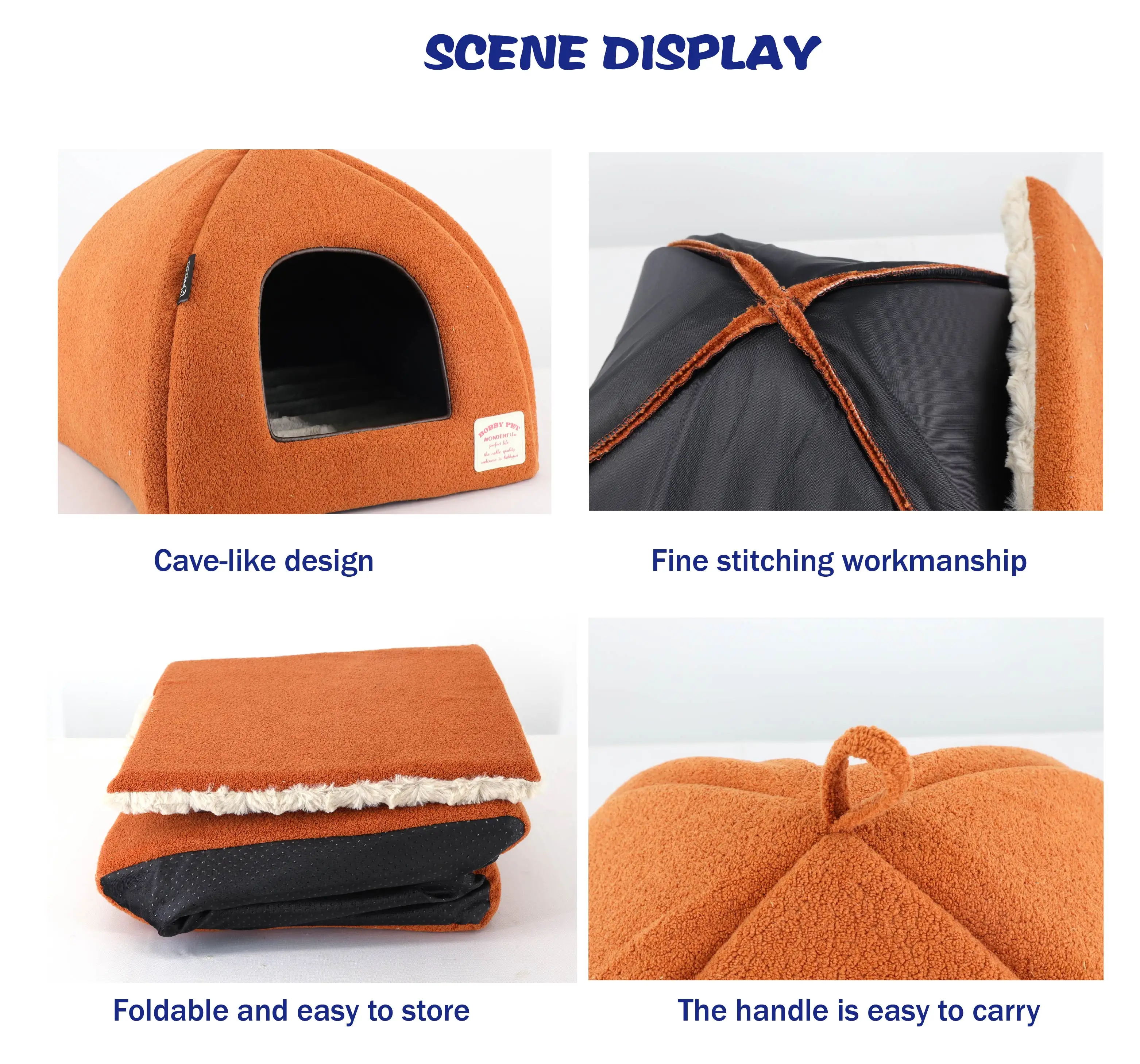 Custom Bobbypet 2 In 1 Funny Animal Pattern Plush Pet Cage Wholesale Calming Cat Igloo Tent And Cozy Bed For Cat Dog For Sleep U