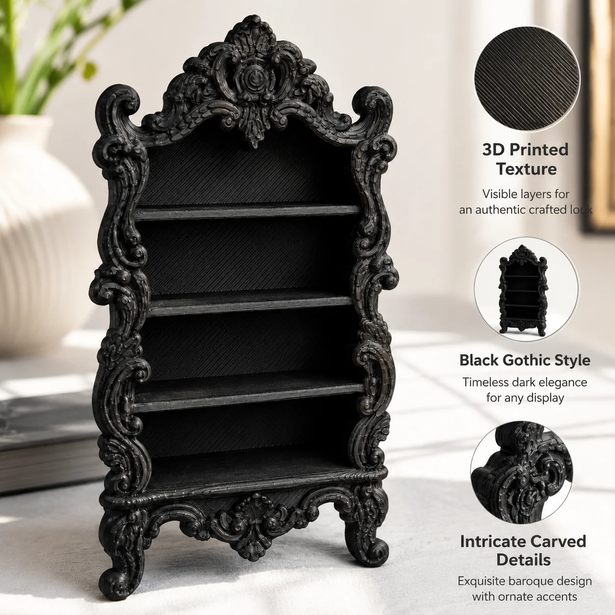 Miniature Lace Bookcase, Doll House Classical Display Shelf Scene Decoration Ornaments, Collection Items for Miniature Enthusias - view 5