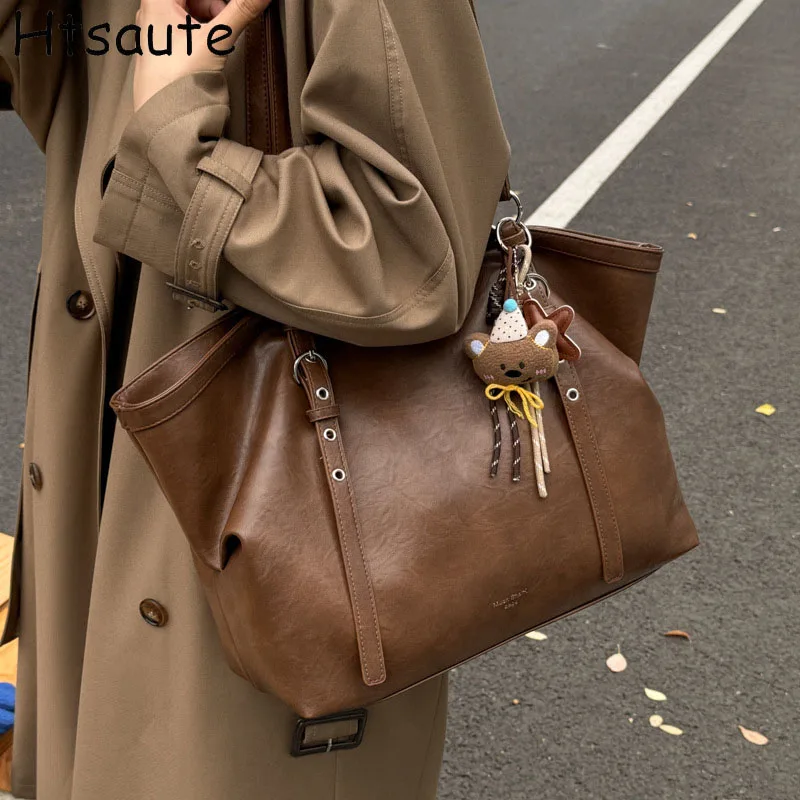 PU Leather Top Handle Large Size Handbag For Women Vintage Flap Office Work Satchel Elegant Lock Daily Shoulder Bags