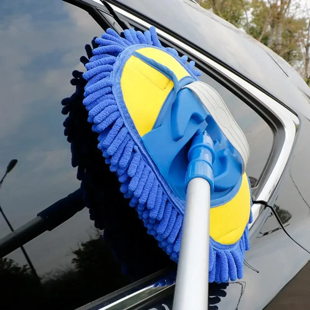 Car Washing Mop Car Cleaning Brush Car Wash Brush Cleaning Telescoping Auto Long Handle Chenille Wash Tool Dust Wax Accessories